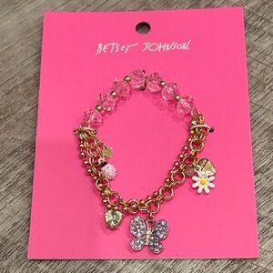 Betsey Johnson NWT Gorgeous Pink and Gold Charm Bracelet